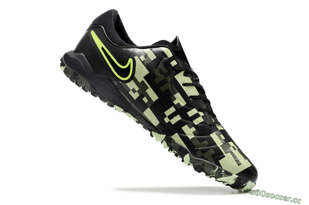 Men's Nike Tiempo Legend 10 TF Artificial Turf Low-Tops Football Shoes - Black/Yellow/Camo 4