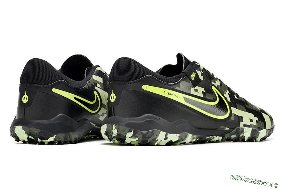 Men's Nike Tiempo Legend 10 TF Artificial Turf Low-Tops Football Shoes - Black/Yellow/Camo 6