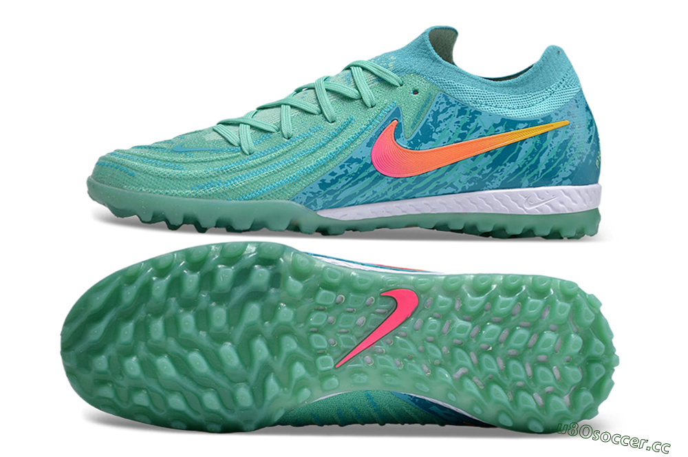 Men's Nike Phantom GX 2 Elite TF Artificial Turf Low-Tops Football Shoes - Green/Pink/Orange 1