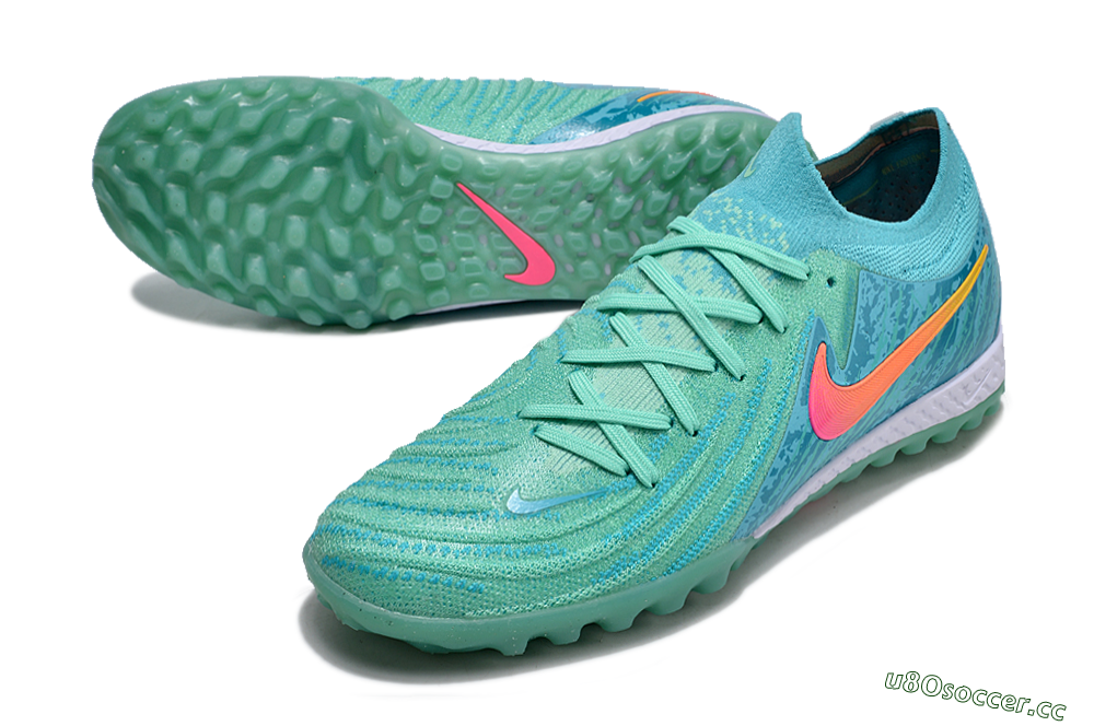 Men's Nike Phantom GX 2 Elite TF Artificial Turf Low-Tops Football Shoes - Green/Pink/Orange 3