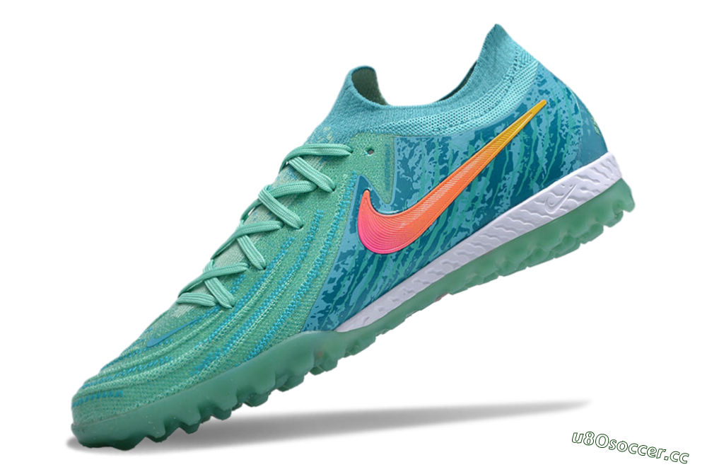 Men's Nike Phantom GX 2 Elite TF Artificial Turf Low-Tops Football Shoes - Green/Pink/Orange 5
