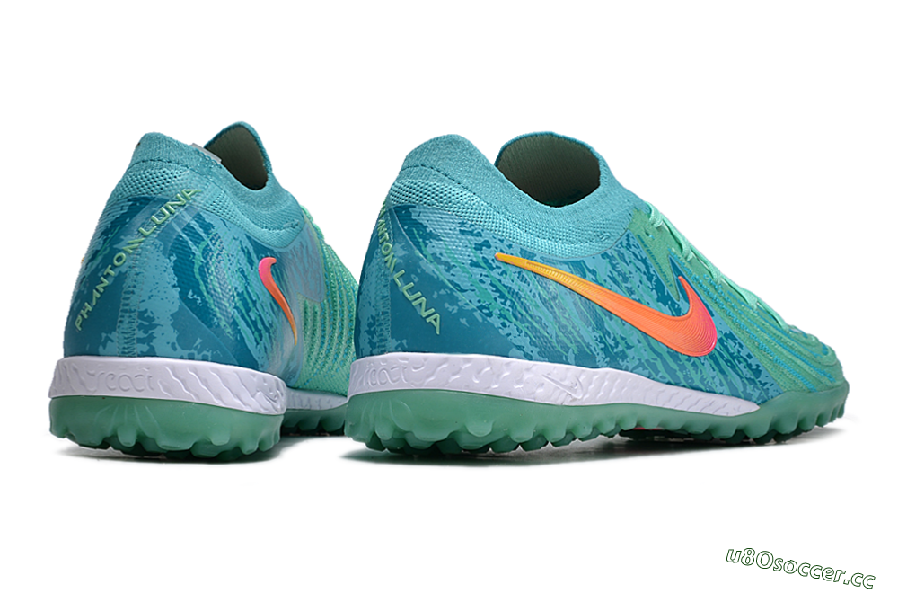 Men's Nike Phantom GX 2 Elite TF Artificial Turf Low-Tops Football Shoes - Green/Pink/Orange 6