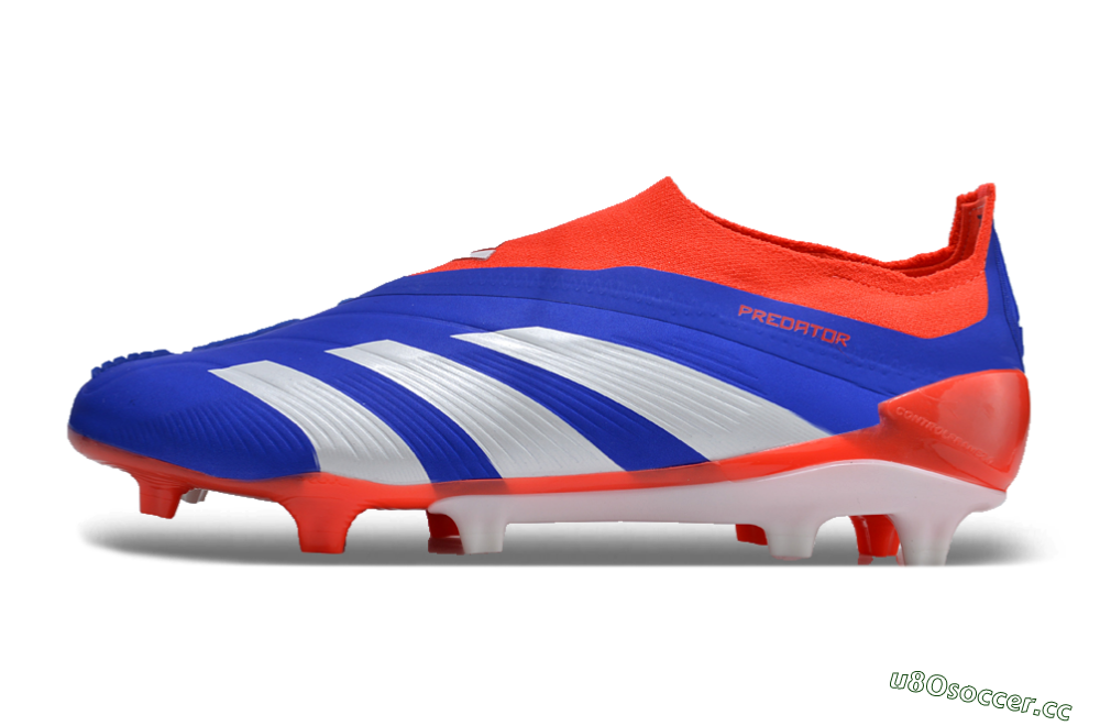 Men's Adidas Predator Elite Laceless FG Firm Ground Low-Tops Football Boots - Blue/White/Red 0