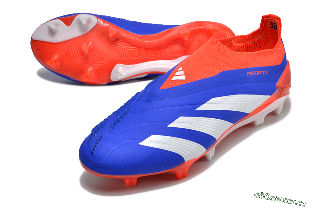 Men's Adidas Predator Elite Laceless FG Firm Ground Low-Tops Football Boots - Blue/White/Red 3