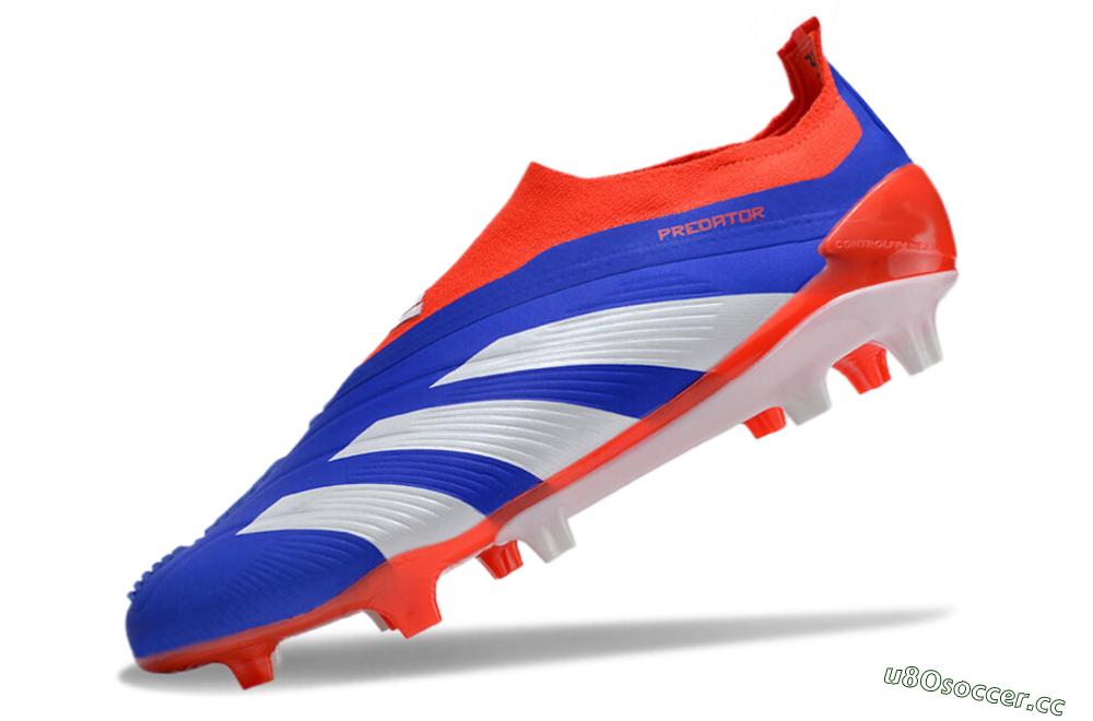 Men's Adidas Predator Elite Laceless FG Firm Ground Low-Tops Football Boots - Blue/White/Red 5