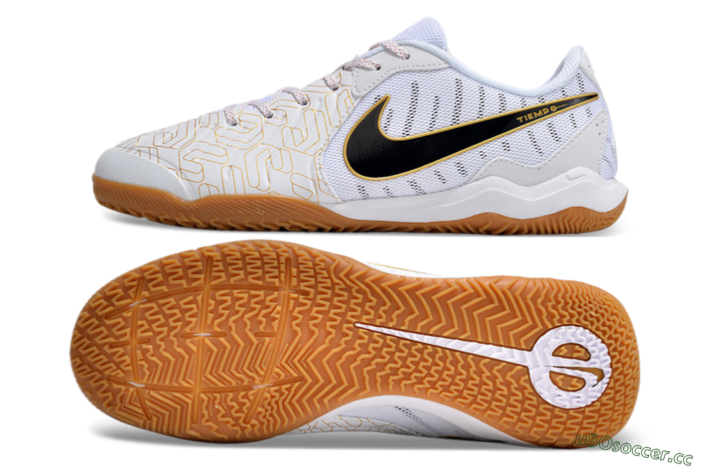 Men's Nike Tiempo Legend 10 Academy IC Indoor & Futsal Low-Tops Football Shoes - White/Gold/Black 1