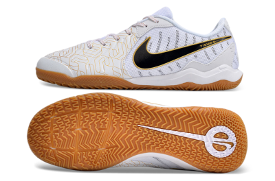 Men's Nike Tiempo Legend 10 Academy IC Indoor & Futsal Low-Tops Football Shoes - White/Gold/Black