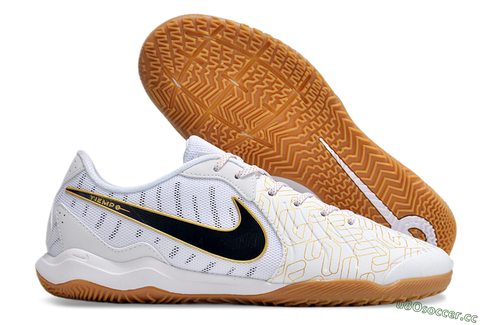 Men's Nike Tiempo Legend 10 Academy IC Indoor & Futsal Low-Tops Football Shoes - White/Gold/Black 2