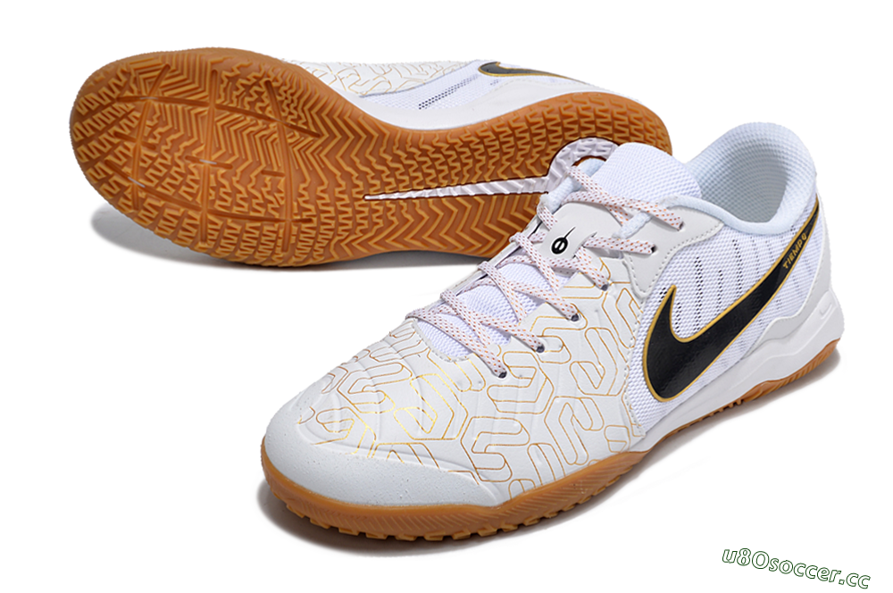 Men's Nike Tiempo Legend 10 Academy IC Indoor & Futsal Low-Tops Football Shoes - White/Gold/Black 3
