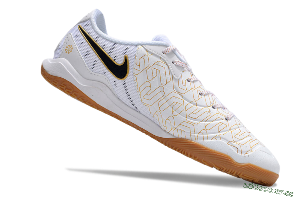 Men's Nike Tiempo Legend 10 Academy IC Indoor & Futsal Low-Tops Football Shoes - White/Gold/Black 4