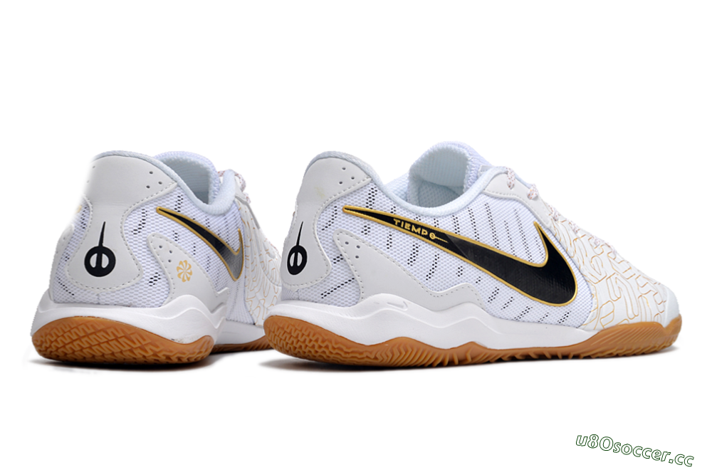 Men's Nike Tiempo Legend 10 Academy IC Indoor & Futsal Low-Tops Football Shoes - White/Gold/Black 6