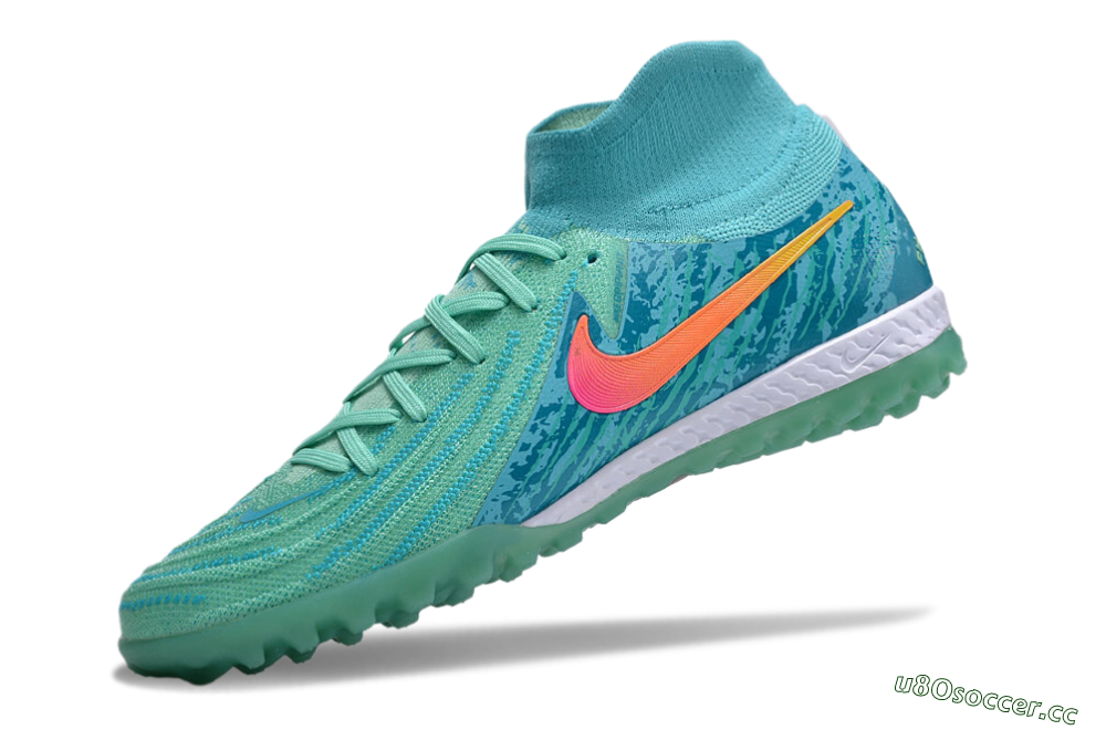 Men's Nike Phantom Luna Elite NU TF Artificial Turf High-Tops Football Shoes - Green/Pink/Orange 5