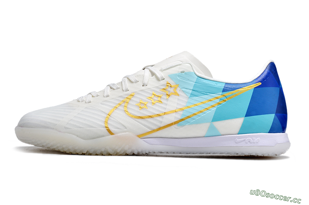 Men's Nike Air Zoom Mercurial Vapor 15 Academy IC Indoor & Futsal Low-Tops Football Shoes - White/Gold/Jade/Blue 0