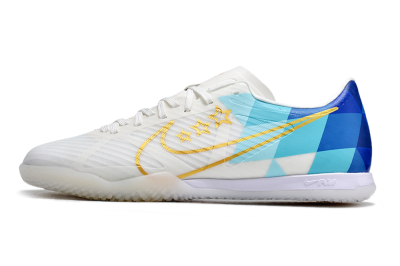 Men's Nike Air Zoom Mercurial Vapor 15 Academy IC Indoor & Futsal Low-Tops Football Shoes - White/Gold/Jade/Blue
