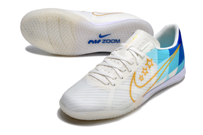 Men's Nike Air Zoom Mercurial Vapor 15 Academy IC Indoor & Futsal Low-Tops Football Shoes - White/Gold/Jade/Blue