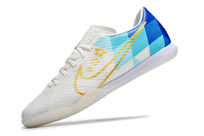 Men's Nike Air Zoom Mercurial Vapor 15 Academy IC Indoor & Futsal Low-Tops Football Shoes - White/Gold/Jade/Blue