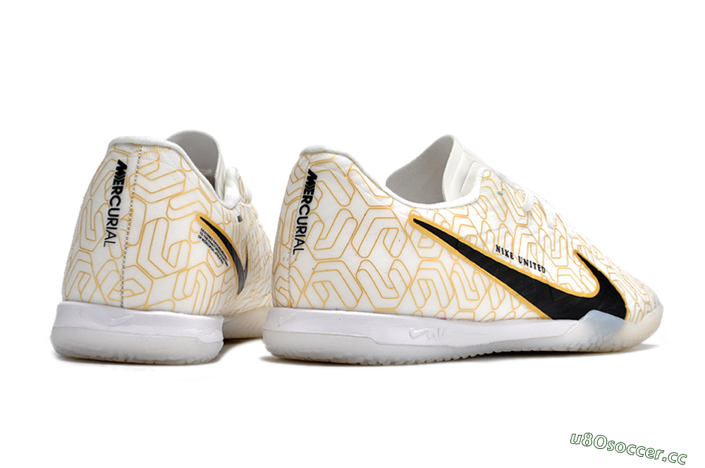Men's Nike Air Zoom Mercurial Vapor 15 Academy IC Indoor & Futsal Low-Tops Football Shoes - White/Gold/Black 6