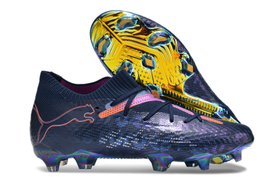 Men's Puma Future Ultimate FG Firm Ground Low-Tops Football Boots - Blue/Pink/Orange/Gold