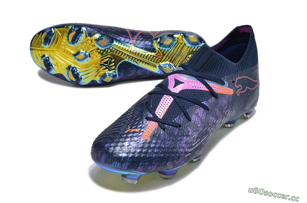 Men's Puma Future Ultimate FG Firm Ground Low-Tops Football Boots - Blue/Pink/Orange/Gold 3