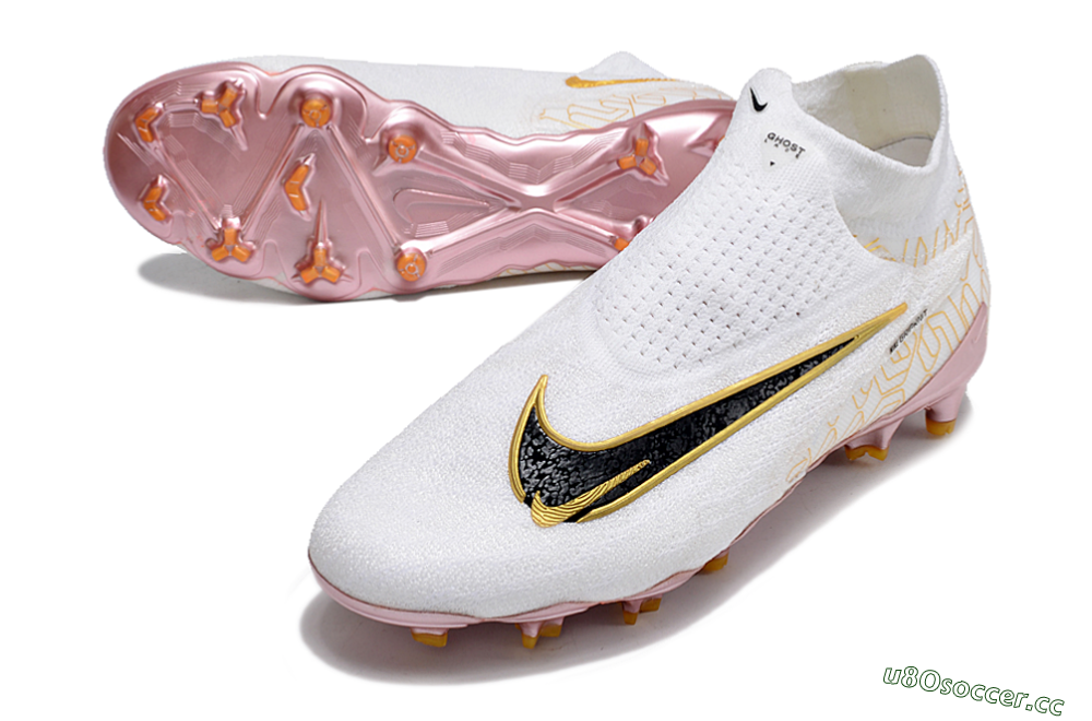 Men's Nike Phantom GX Elite DF Link United Golden Pack FG Firm Ground High-Tops Football Boots - White/Metallic Gold/Black 3
