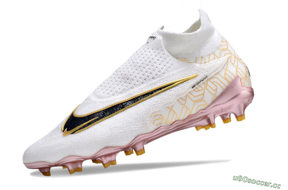 Men's Nike Phantom GX Elite DF Link United Golden Pack FG Firm Ground High-Tops Football Boots - White/Metallic Gold/Black 5