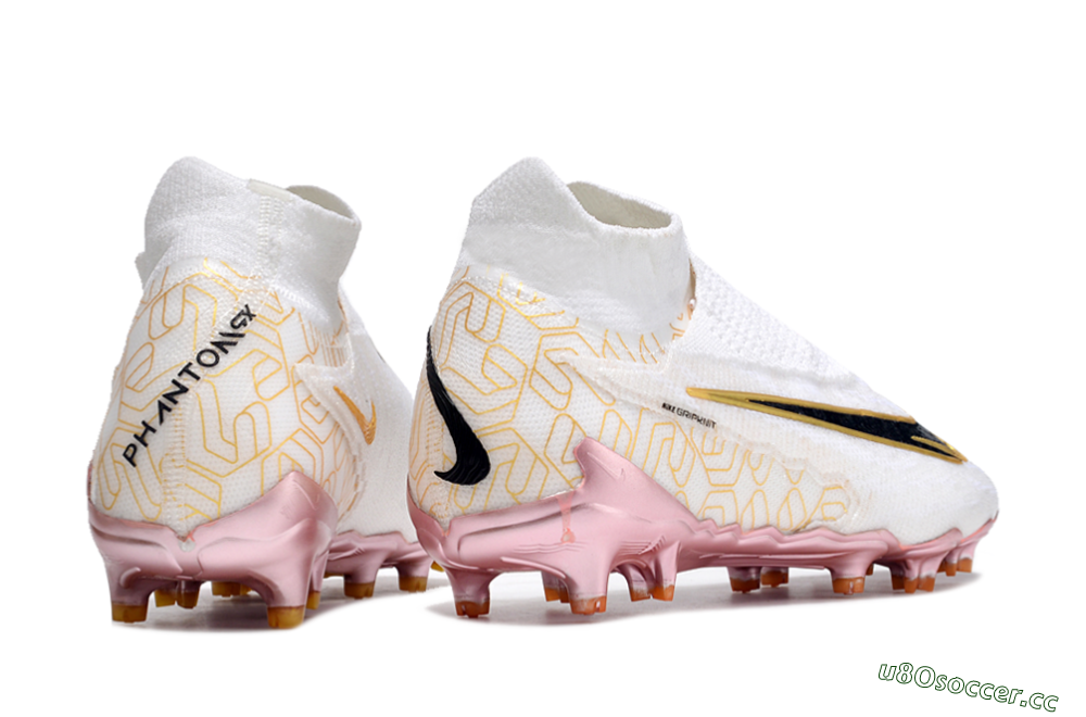 Men's Nike Phantom GX Elite DF Link United Golden Pack FG Firm Ground High-Tops Football Boots - White/Metallic Gold/Black 6