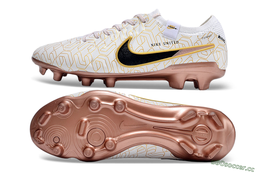 Men's Nike Tiempo Legend 10 Elite FG Firm Ground Low-Tops Football Boots - White/Gold/Black 1