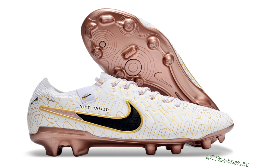 Men's Nike Tiempo Legend 10 Elite FG Firm Ground Low-Tops Football Boots - White/Gold/Black 2