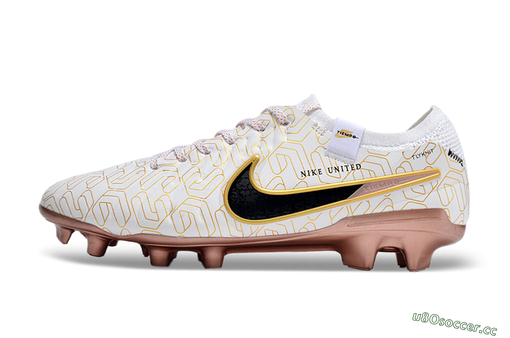 Men's Nike Tiempo Legend 10 Elite FG Firm Ground Low-Tops Football Boots - White/Gold/Black 0