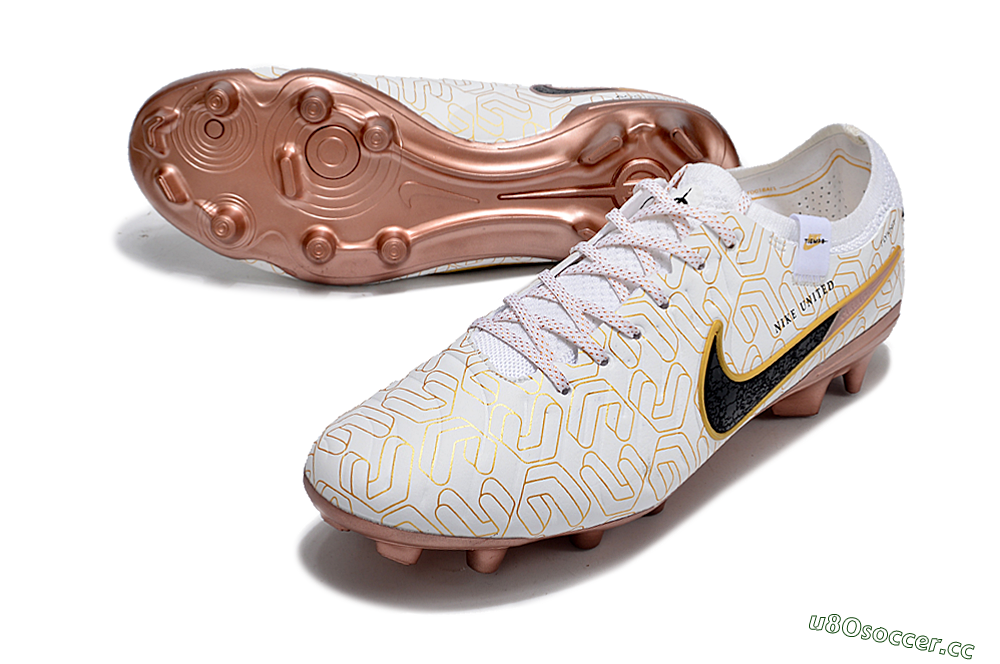 Men's Nike Tiempo Legend 10 Elite FG Firm Ground Low-Tops Football Boots - White/Gold/Black 3