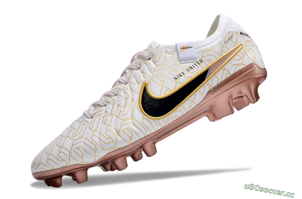 Men's Nike Tiempo Legend 10 Elite FG Firm Ground Low-Tops Football Boots - White/Gold/Black 5