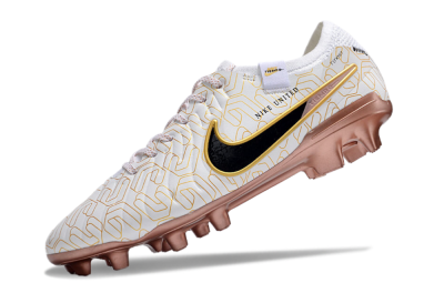 Men's Nike Tiempo Legend 10 Elite FG Firm Ground Low-Tops Football Boots - White/Gold/Black