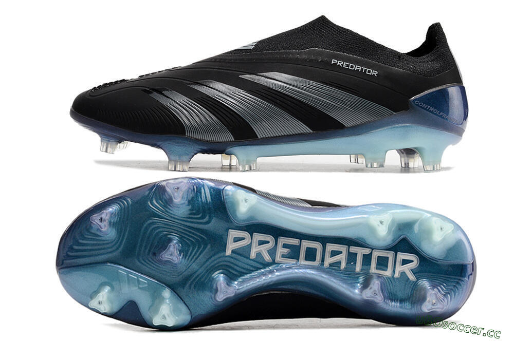 Men's Adidas Predator 24 Elite LL FG Firm Ground Low-Tops Football Boots - Black/Silver/Jade 1