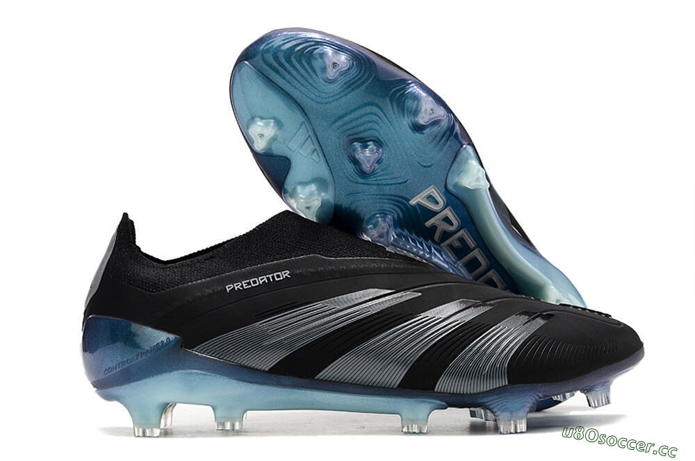 Men's Adidas Predator 24 Elite LL FG Firm Ground Low-Tops Football Boots - Black/Silver/Jade 2