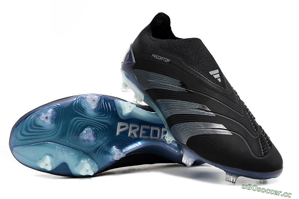 Men's Adidas Predator 24 Elite LL FG Firm Ground Low-Tops Football Boots - Black/Silver/Jade 3