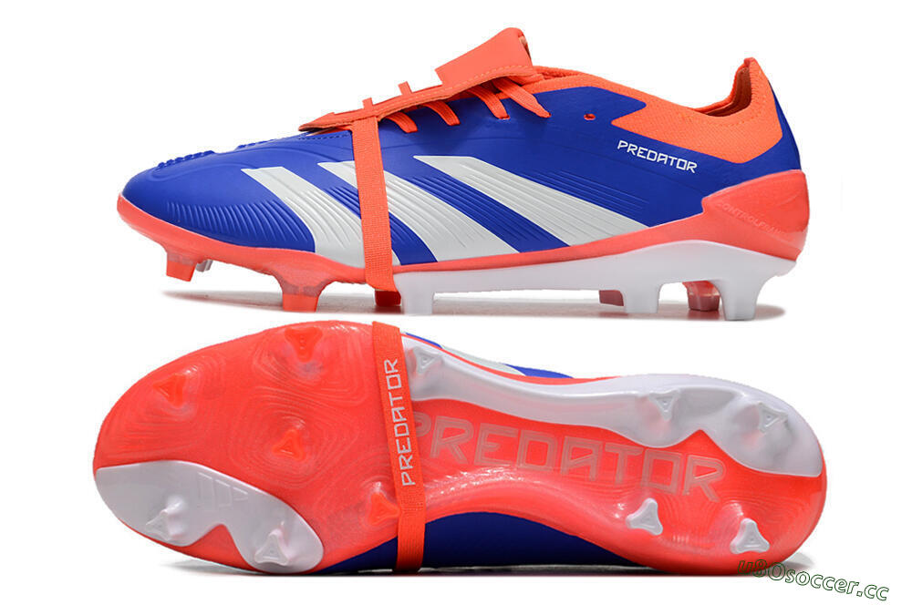 Men's Adidas Predator Elite Foldover Tongue FG Firm Ground Low-Tops Football Boots - Blue/Red/White 1