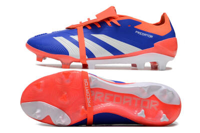 Men's Adidas Predator Elite Foldover Tongue FG Firm Ground Low-Tops Football Boots - Blue/Red/White