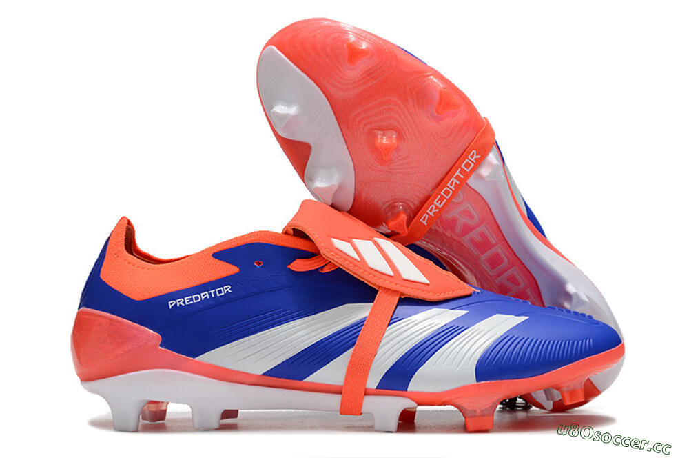 Men's Adidas Predator Elite Foldover Tongue FG Firm Ground Low-Tops Football Boots - Blue/Red/White 2