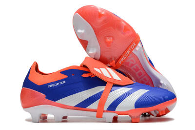 Men's Adidas Predator Elite Foldover Tongue FG Firm Ground Low-Tops Football Boots - Blue/Red/White