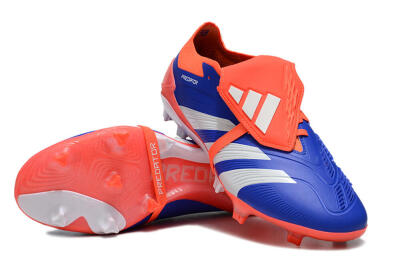 Men's Adidas Predator Elite Foldover Tongue FG Firm Ground Low-Tops Football Boots - Blue/Red/White