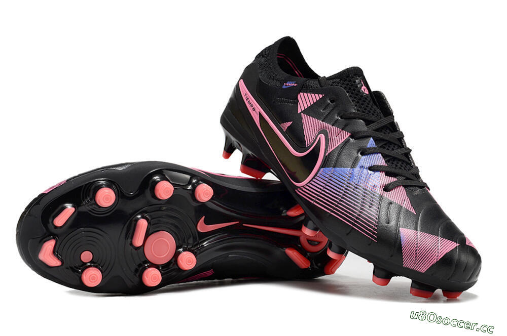 Men's Nike Tiempo Legend 10 Elite FG Firm Ground Low-Tops Football Boots - Black/Pink/Blue 1