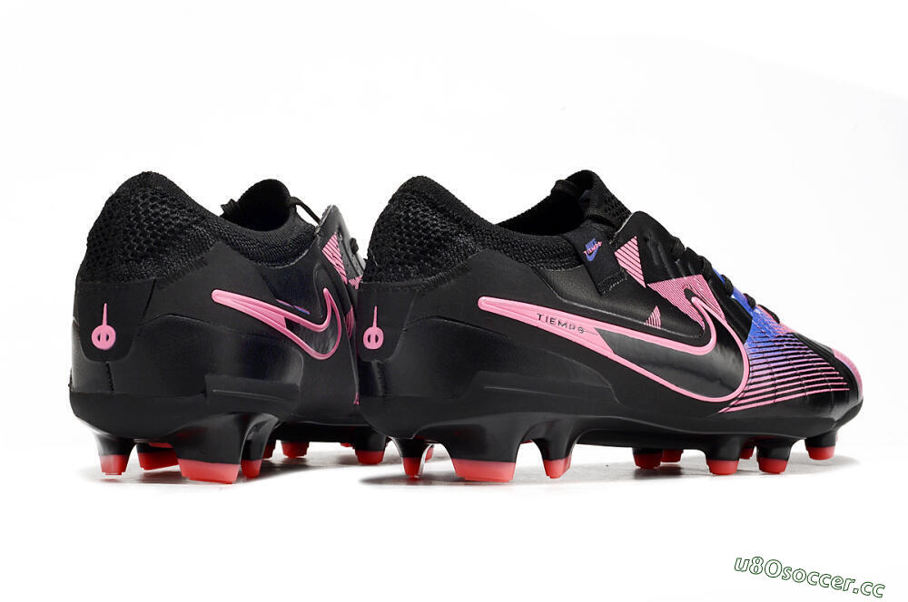 Men's Nike Tiempo Legend 10 Elite FG Firm Ground Low-Tops Football Boots - Black/Pink/Blue 6