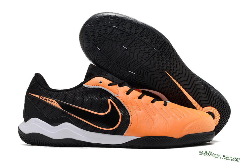 Men's Nike Tiempo Legend 10 Elite IC Indoor & Futsal Low-Tops Football Shoes - Orange/Black/White 2