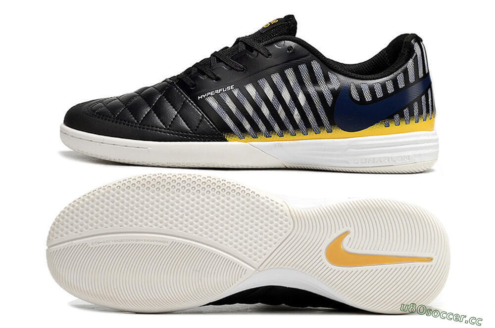 Unisex Nike Lunar Gato 2 IC Indoor & Futsal Low-Tops Football Shoes - Black/Blue/Yellow 1