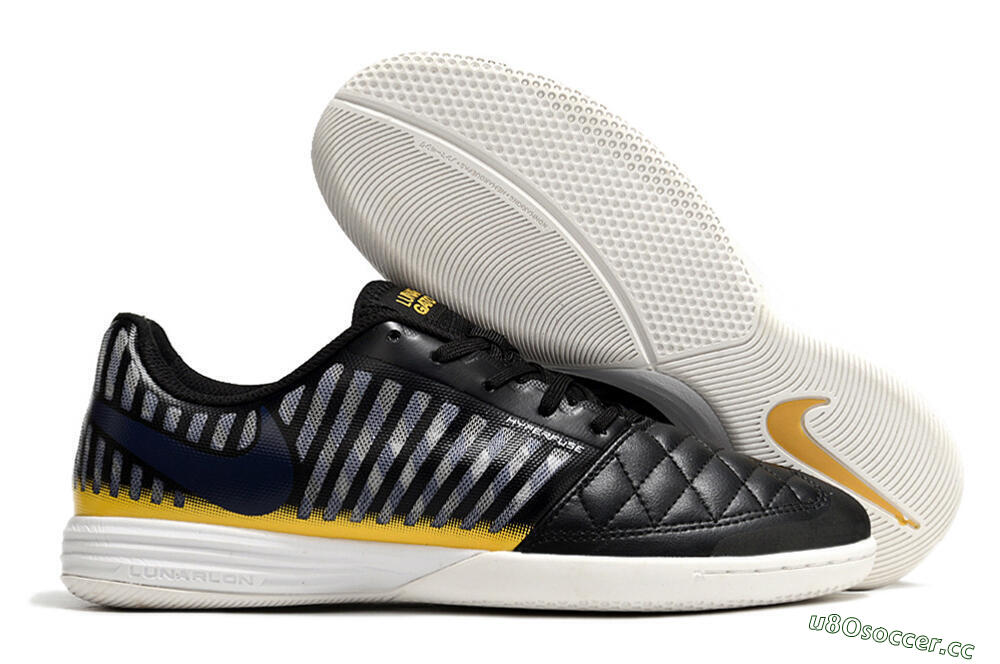 Unisex Nike Lunar Gato 2 IC Indoor & Futsal Low-Tops Football Shoes - Black/Blue/Yellow 2