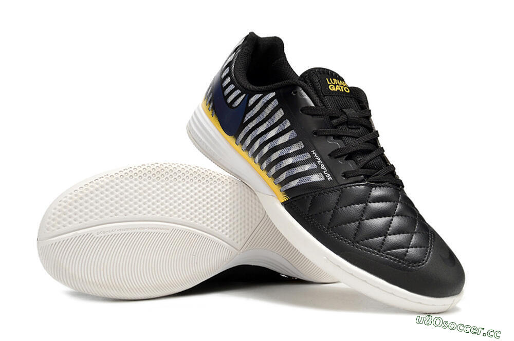 Unisex Nike Lunar Gato 2 IC Indoor & Futsal Low-Tops Football Shoes - Black/Blue/Yellow 3