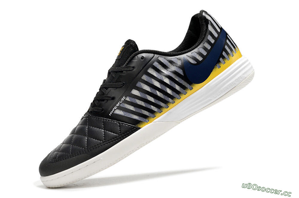 Unisex Nike Lunar Gato 2 IC Indoor & Futsal Low-Tops Football Shoes - Black/Blue/Yellow 5