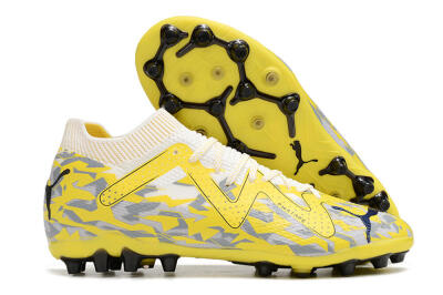 Men's Puma Future Ultimate MG Firm Ground Low-Tops Football Boots - White/Yellow/Grey