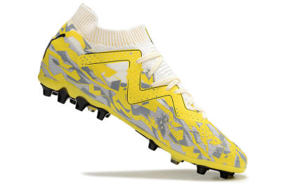 Men's Puma Future Ultimate MG Firm Ground Low-Tops Football Boots - White/Yellow/Grey