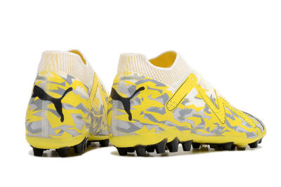 Men's Puma Future Ultimate MG Firm Ground Low-Tops Football Boots - White/Yellow/Grey